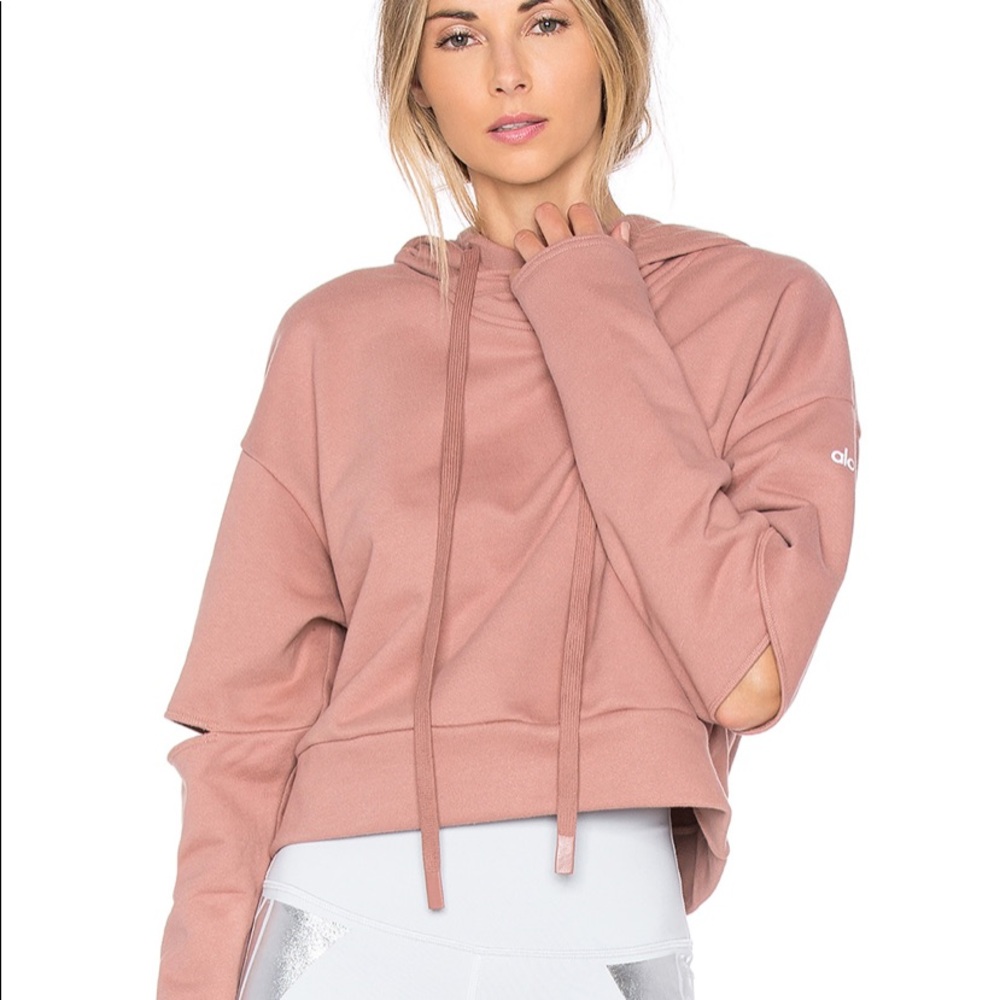 NWT Alo Yoga Peak Cut Out Pullover Crop Hoodie